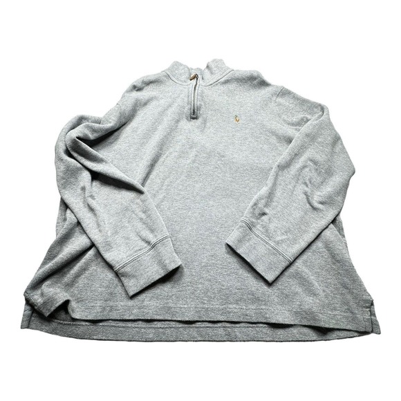 Polo Ralph Lauren Estate-Rib 1/4 Zip Pullover. L/S. XL. Gray. - Picture 1 of 6
